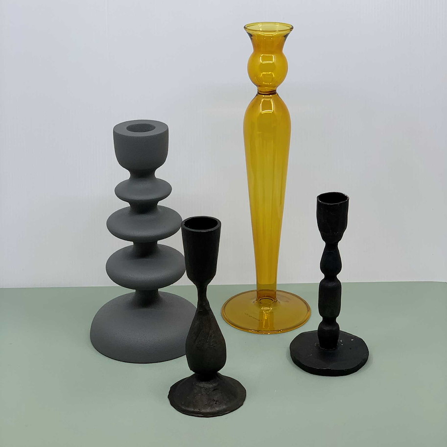 Kerzenständer schwarz Metall H:15xD:6.5cm