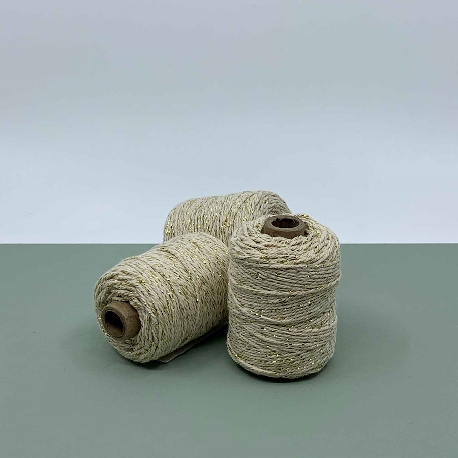 Baumwollkordel Glitzer 50mx2mm beige