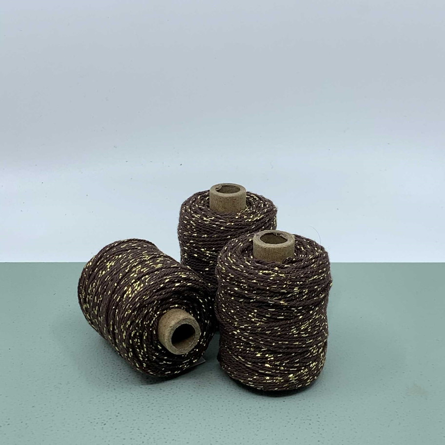 Baumwollkordel Glitzer 50mx2mm braun