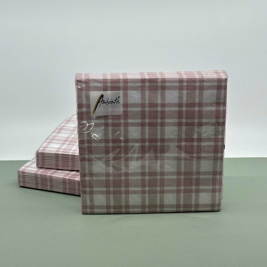 Serviette karo rosa 16.5x16.5cm