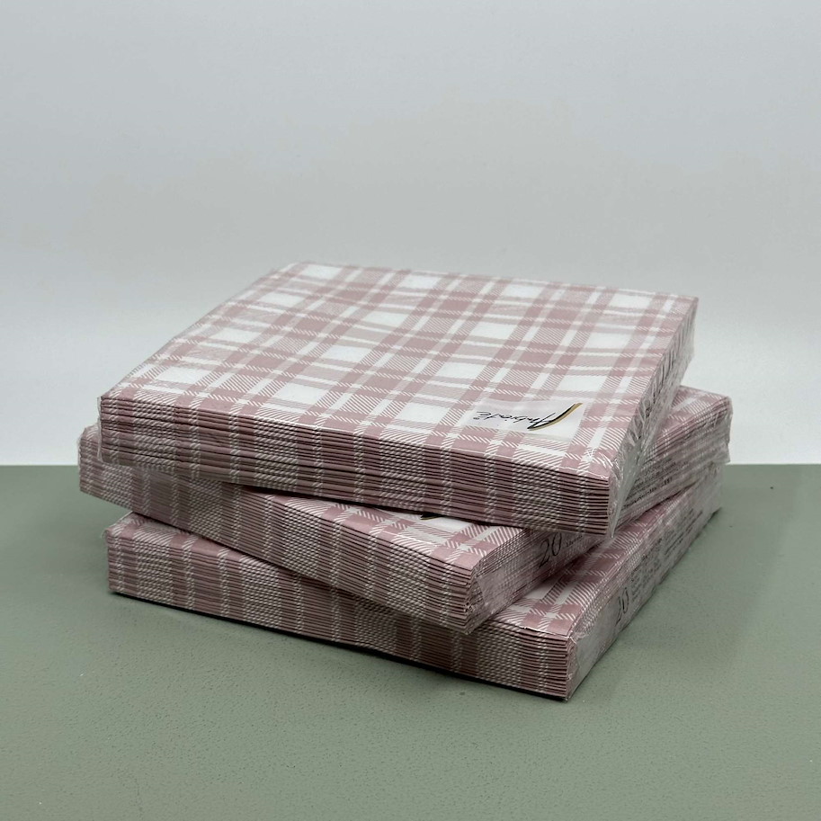Serviette karo rosa 16.5x16.5cm