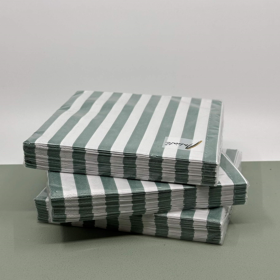 Serviette streifen salbei 16.5x16.5cm