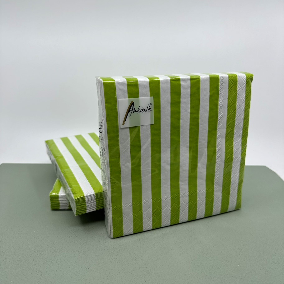 Serviette streifen grün 16.5x16.5cm