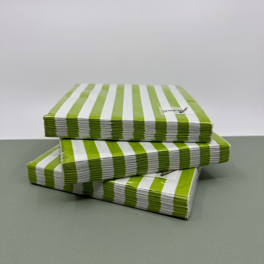 Serviette streifen grün 16.5x16.5cm