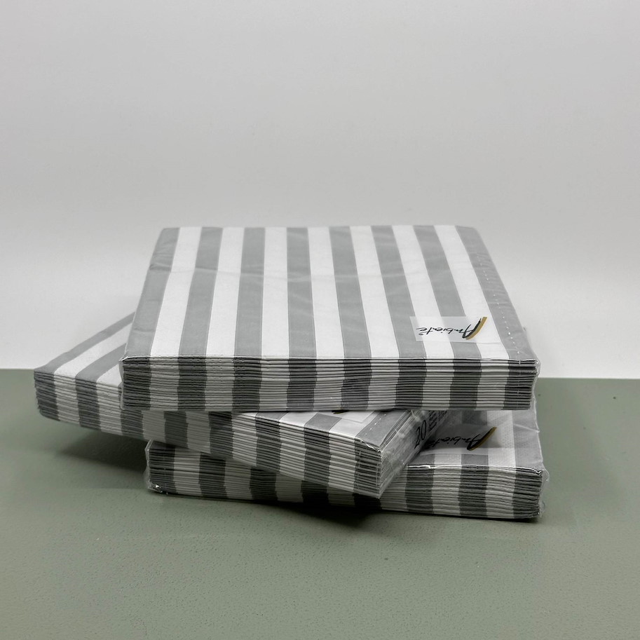 Serviette streifen grau 16.5x16.5cm