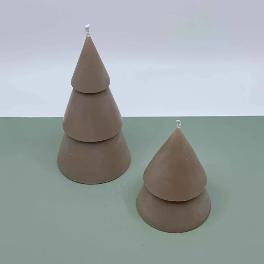 Kerze Xmas Tree taupe M