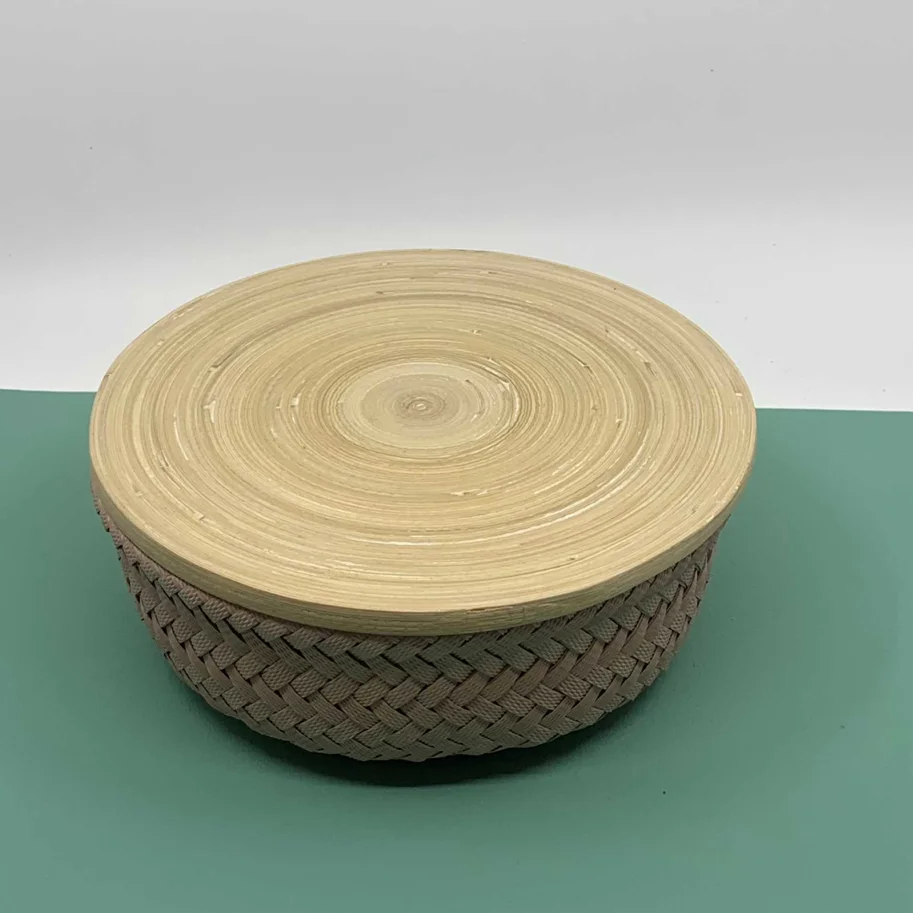 Korb mit Holzdeckel altrosa