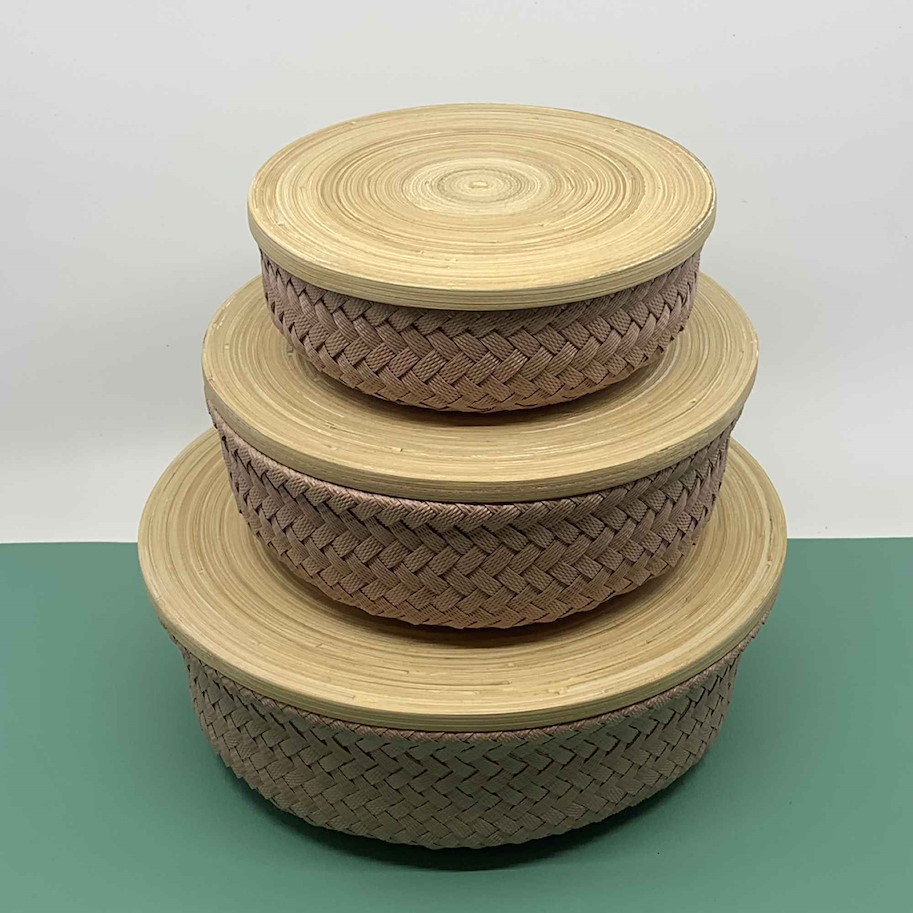 Korb mit Holzdeckel altrosa