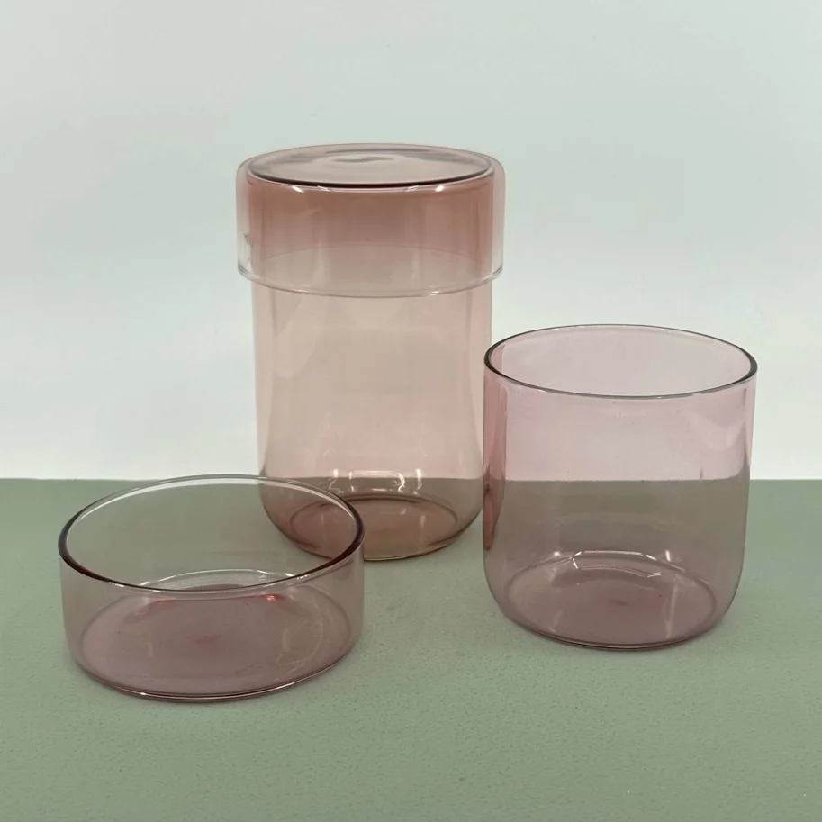 Glasdose rosa klein