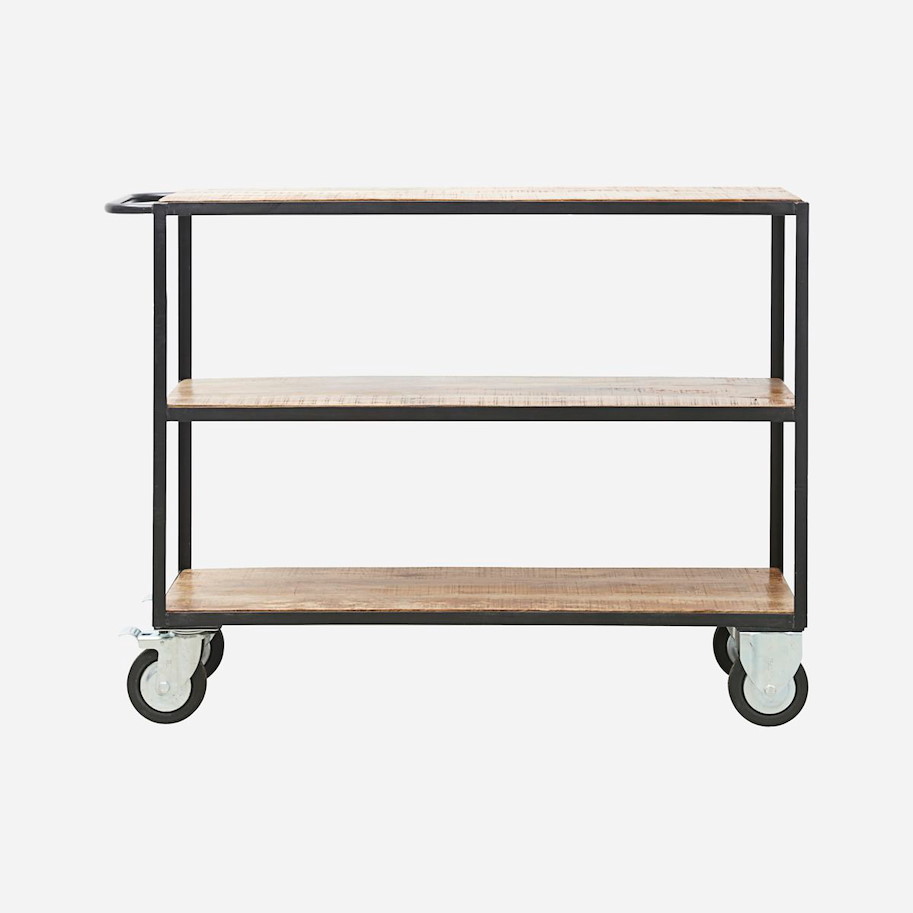 Wagen Metall Mango Holz 39x119x94.5cm