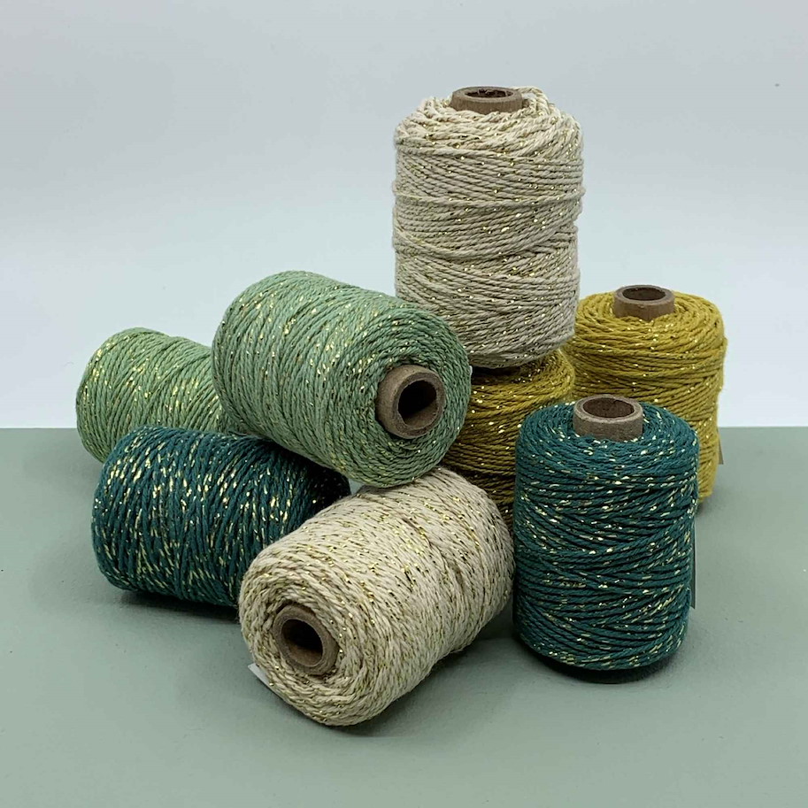 Baumwollkordel Glitzer 50mx2mm beige