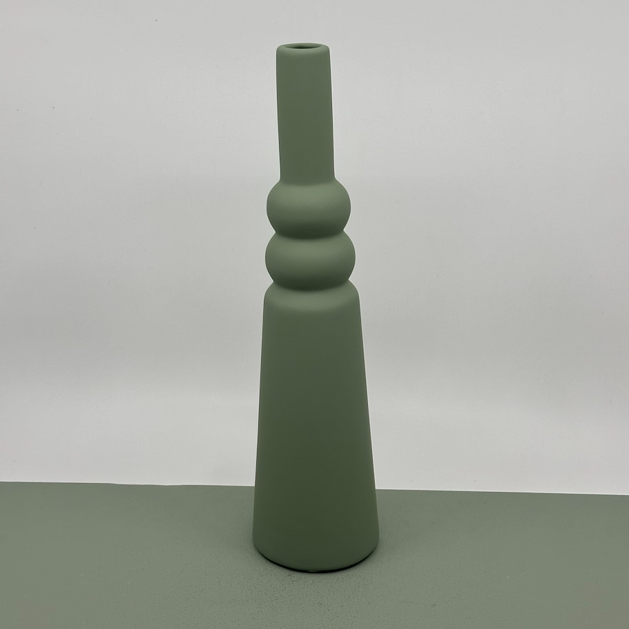 Vase Steingut 7.5x28.5cm grün