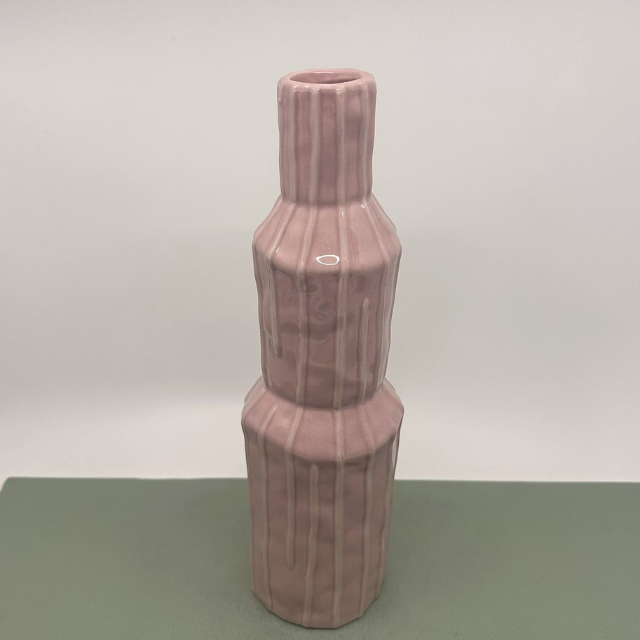Vase Steingut rosa