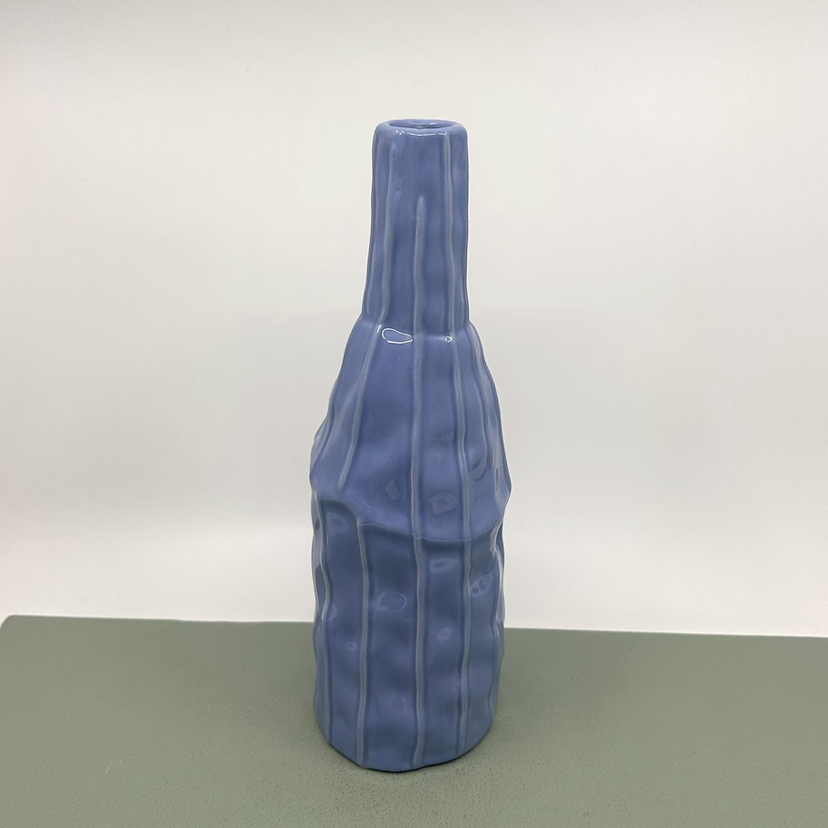 Vase Steingut hellblau
