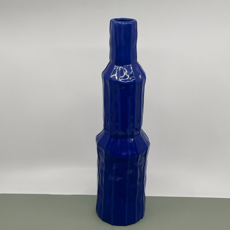Vase Steingut blau