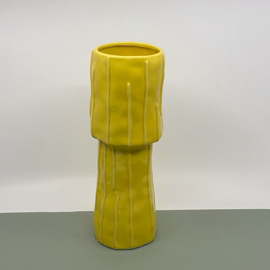 Vase Steingut gelb
