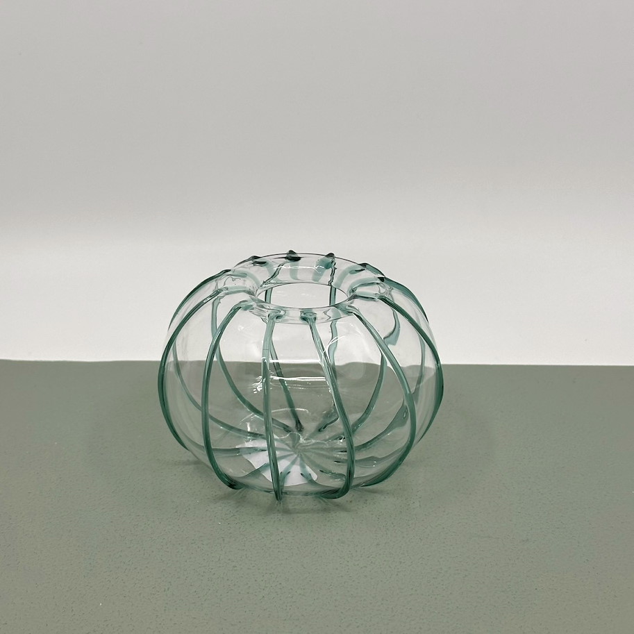 Vase Glas grün gesreift 