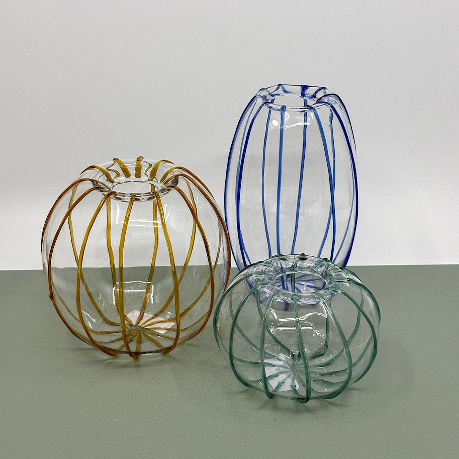 Vase Glas grün gesreift 