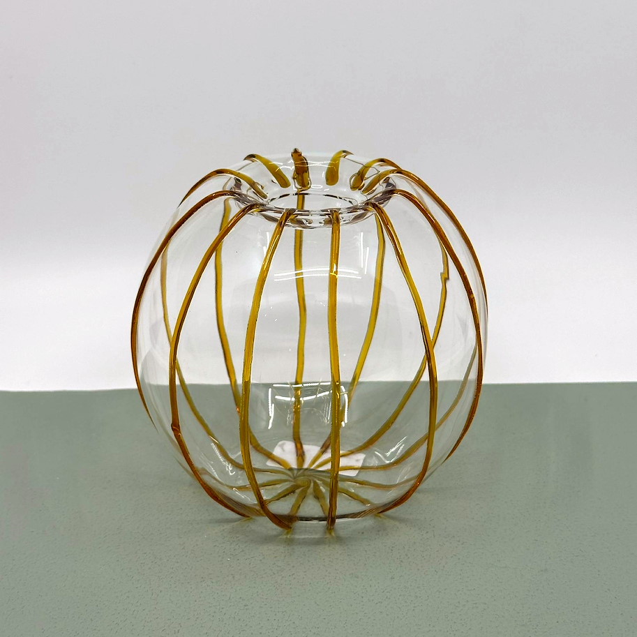 Vase Glas orange gesreift 